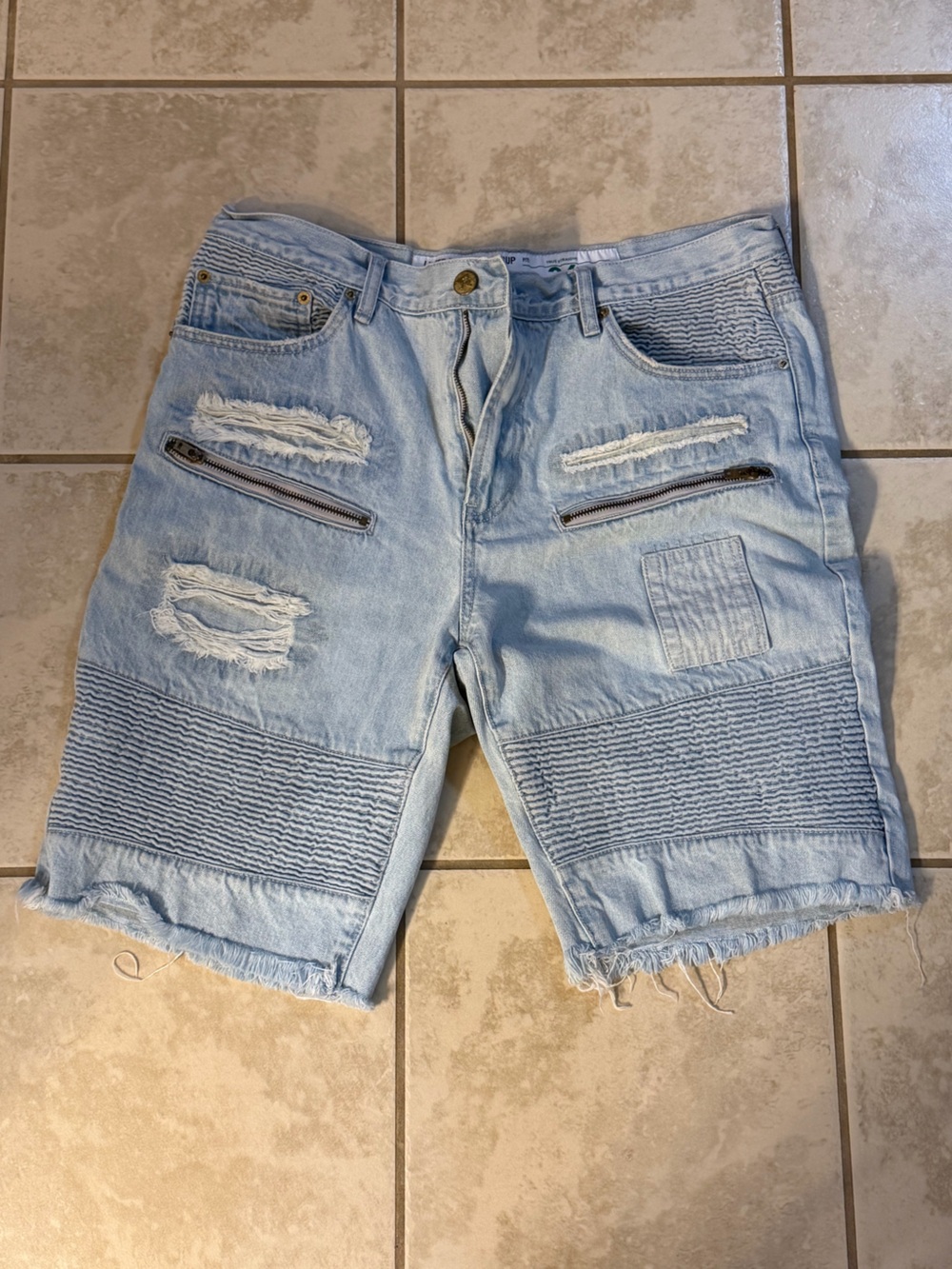 Lrg Light Blue Distressed Denim Jean Shorts